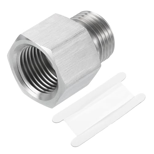 uxcell Pipe Fitting Reducing Adapter, G1/2" Male x 1/2" NPT Female 304 Stainless Steel Reducer Connector for Water Oil Air Pressure Gauge, Silver - size: G1/2" x 1/2" NPT
