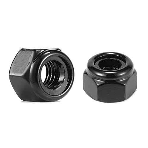 3/8-16 Nylon Insert Hex Lock Nuts 100Pcs 304 Stainless Steel Locknuts, Hex Drive, Bright Finish, Black Oxide by SG TZH - size: 3/8-16