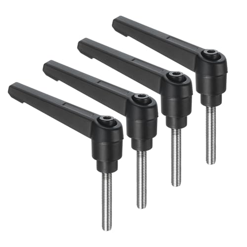 uxcell 4pcs Clamping Lever Handles, M5 x 35mm 304 Stainless Steel Threaded Male Stud, Adjustable Handles Locking Quick Release Ratchet Push Button Bolt Knobs, Black - size: M5 x 35mm