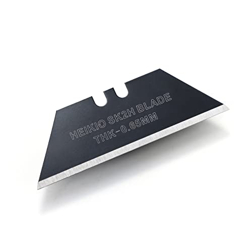 Utility Knife Blades, Pack of 10 Standard Replacement Blades for Heavy Duty Utility Knives and Box Cutters, Made of Black Carbon Steel, Thicker and Sharper than Normal Silver Blades