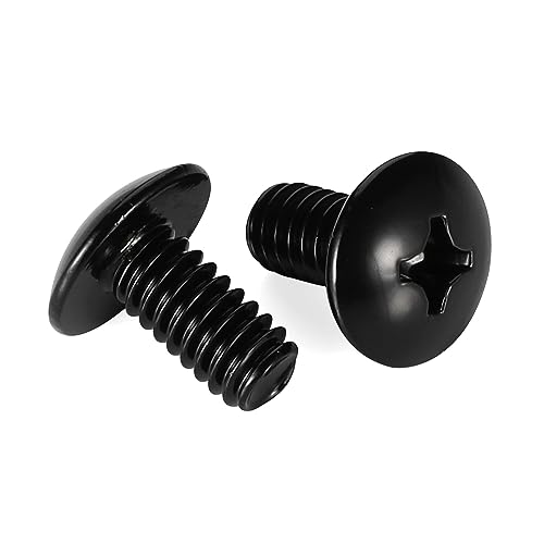 Mellewell M6-1.0 x 12mm Truss Head Machine Screws, Full Thread Cabinet Door and Drawer Screws, 18-8 Stainless Steel, Black Finish, Quantity 25 - color: Black, size: M6-1.0 x 12mm