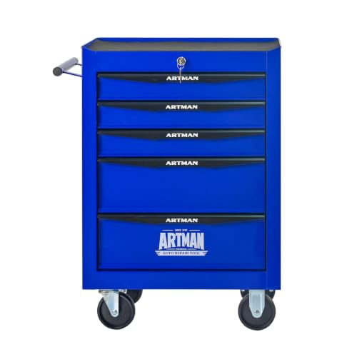 5-Drawer Steel Rolling Tool Cart with Wheels & Handle, Heavy-Duty Tool Chest Storage Cabinet for Garage and Workshop - color: Blue, size: 5-Drawer