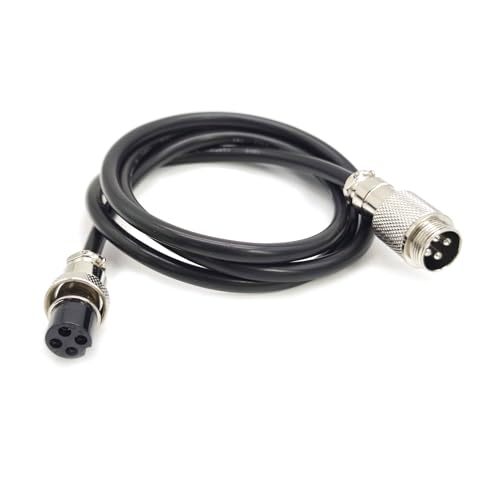 3.28 ft GX16 4 Pin Male to Female Cable, GX16 4Pins Female to Male Head Aviation Cordset Electrical Connector Panel Mount Circular Metal Adapter Cordset for Ships 7A 125V 20AWG (1meter) - size: GX16 4Pin