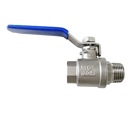 1/2" Male to Female Thread Full Port Ball Valves NPT 304 Stainless Steel for Water Oil Gas WOG1000 - size: 1/2 Inch