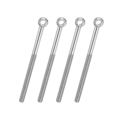 PATIKIL 4 Pcs M6x80mm Shoulder Swing Lifting Eye Bolt, 304 Stainless Steel Metric Half Tooth Thread Fisheye Eye Slip Hole Screw Rigging Bolt Metal Fasteners Screws, Silver Tone - size: M6x80mm