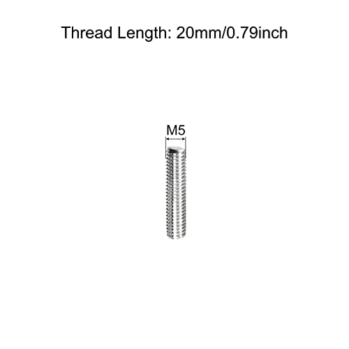 MECCANIXITY Fully Threaded Rod M5 x 20mm 0.8mm Thread Pitch 304 Stainless Steel Right Hand Threaded Rods Bar Studs 5 Pack - size: M5 x 20mm