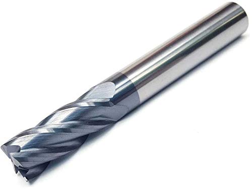 3/8" Carbide Square End Mill, HRC 45 Deg Single End 4 Flute AlTiN Coating Mill Bits (5, 3/8)