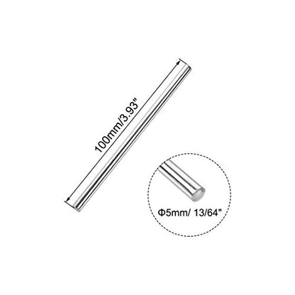 uxcell 5mm x 100mm 304 Stainless Steel Solid Round Rod for DIY Craft - 2pcs - size: 5 mm x 100 mm