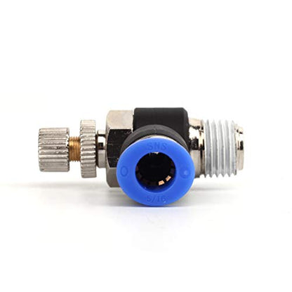 SNS Air Flow Control Valve Push To Connect Fitting Speed Control Valve 3/8"Tube OD x 1/4 NPT 90 Degree Elbow(10 PCS) JSC3/8-N02 - size: JSC3/8-N02