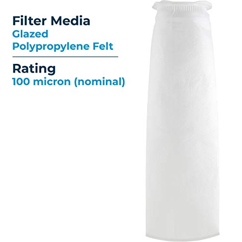 SpiroPure SP-BP-420-100 100 Micron #4 (4x15) Polypropylene Bag Filter, 40PK - size: #4, style: 100 micron