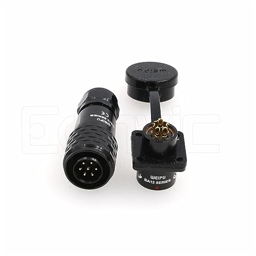 SA12 7Pin Weipu Connector Aviation Push-Pull Solder Cable Connector Plug Panel Mount Socket Female Rear-nut Mount for LED Light Equipment Electrical - size: 7Pin 5A