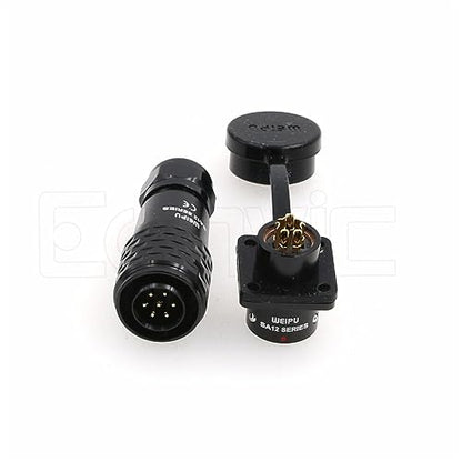 SA12 7Pin Weipu Connector Aviation Push-Pull Solder Cable Connector Plug Panel Mount Socket Female Rear-nut Mount for LED Light Equipment Electrical - size: 7Pin 5A