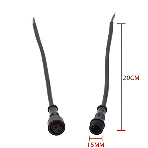 5Pairs 2pin Black Electrical Connector LED Connector for LED Lights 20cm Extension Cable 40cm/Pair 0.3mm² 15mm Nut - size: 2pin Small