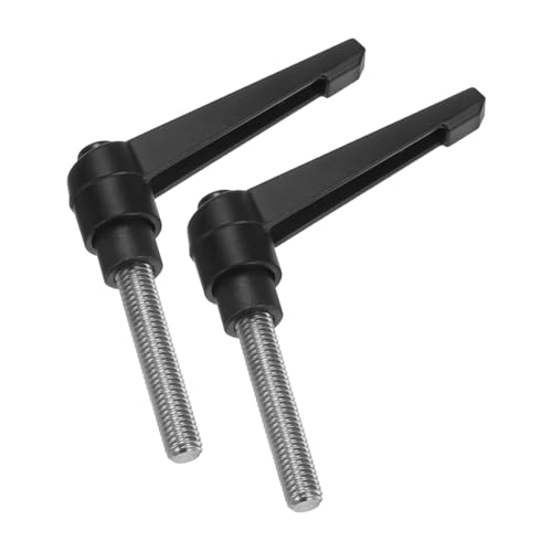 uxcell 2pcs Clamping Lever Handles, M8 x 45mm 304 Stainless Steel Threaded Male Stud, Adjustable Handles Locking Quick Release Ratchet Push Button Bolt Knobs, Black - size: M8 x 45mm