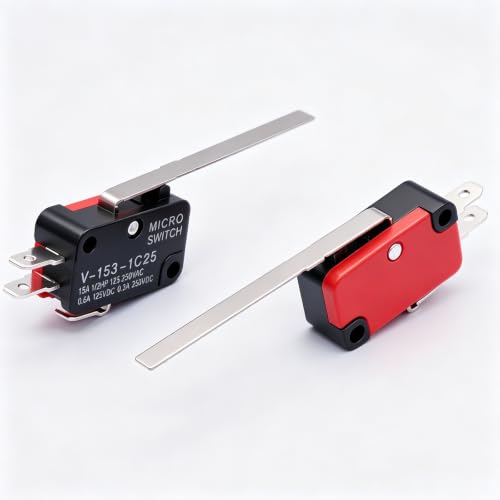 Twidec/6Pcs Micro Limit Switch Long Straight Hinge Lever Arm SPDT Snap Action Switch for Arduino V-153-1C25 - style: V-153-1C25