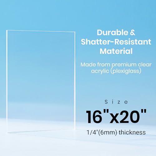 CALPALMY 16 x 20 x 1/4 inch Clear Cast Acrylic Plexiglass Sheet, 2-Pack - color: Clear (Laser Cut), size: 16x20", 1/4" Thick