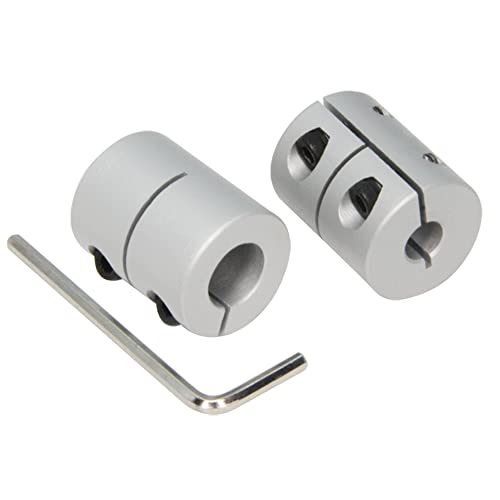 2PCS Shaft Coupling 6.35mm to 10mm Aluminum Alloy Joint 25mm Length 20mm Diameter Stepper Motor Connector Rigid Coupler for 3D Printer CNC Machine DIY Model (6.35x10mm, D20 L25) - size: 6.35x10mm