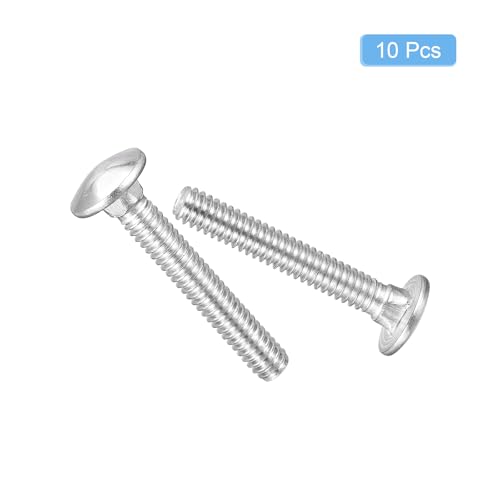 uxcell 1/4-20x1-3/4 Carriage Bolt, 10pcs Round Head Square Neck Screws, 304 Stainless Steel, Fully Threaded, Silver - size: 1/4-20x1-3/4"