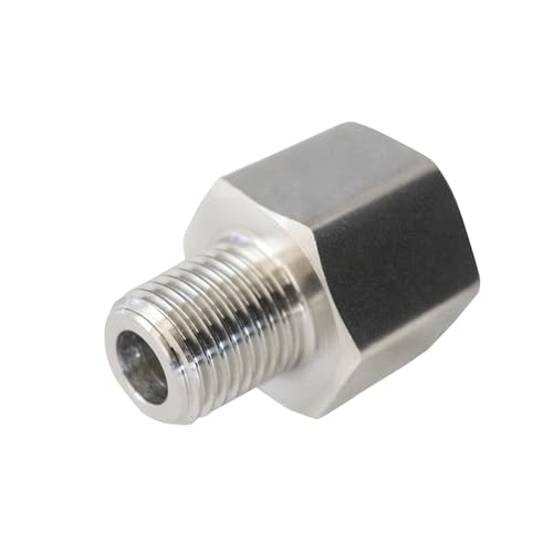 Stainless Steel M16*1.5 Female x 3/8" NPT Male Adapter Pressure Gage - size: M16*1.5 Female x 3/8" Male NPT