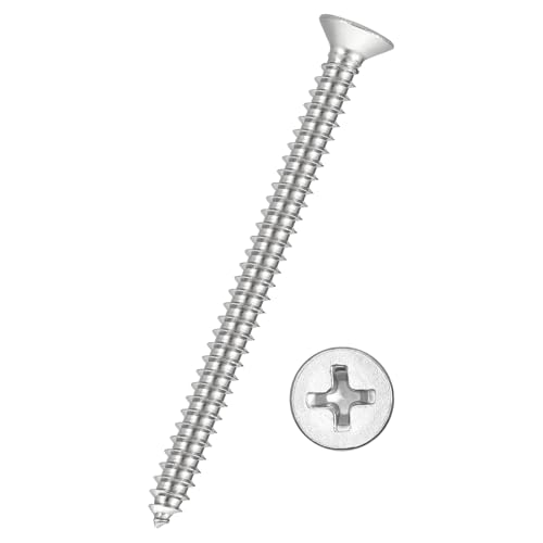 50pcs Phillips Wood Screws #10x3 304 Stainless Steel Silver - color: Silver, size: #10x3"