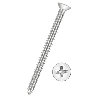 50pcs Phillips Wood Screws #10x3 304 Stainless Steel Silver - color: Silver, size: #10x3"