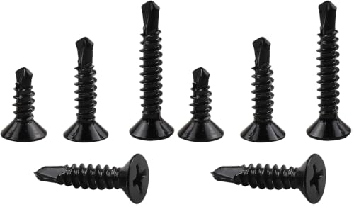 410 Stainless Steel #8 Self Drilling TEK Screw Assortment Kit, Flat Head Self Tapping Sheet Metal Screws, Length 1/2" 3/4" 1" 300 PCS - Black Oxide (Pack of 2) - size: #8 Flat Head (Pack of 2)