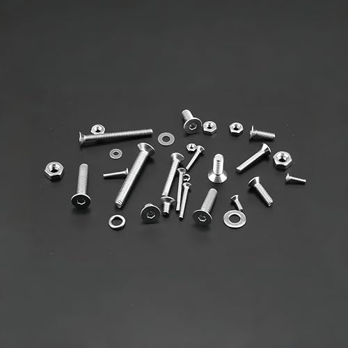 630 Pcs M3 Screws Assortment Kit, M3x6mm/8mm/10mm/12mm/16mm/20mm/25mm/30mm, Metric Hex Flat Head Countersunk Screws Nuts Washers Kit with Wrench, 304 Stainless Steel - size: M3 630Pcs