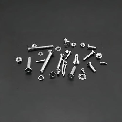 630 Pcs M3 Screws Assortment Kit, M3x6mm/8mm/10mm/12mm/16mm/20mm/25mm/30mm, Metric Hex Flat Head Countersunk Screws Nuts Washers Kit with Wrench, 304 Stainless Steel - size: M3 630Pcs