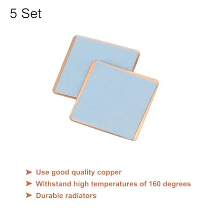 MECCANIXITY Heatsink Copper Sheet Shim, 0.3mm Thickness 15 x 15mm Pad with Thermal Conductive Adhesive Tape for Desktop Computer CPU Cooling Patch 5 Set - size: 0.3mm