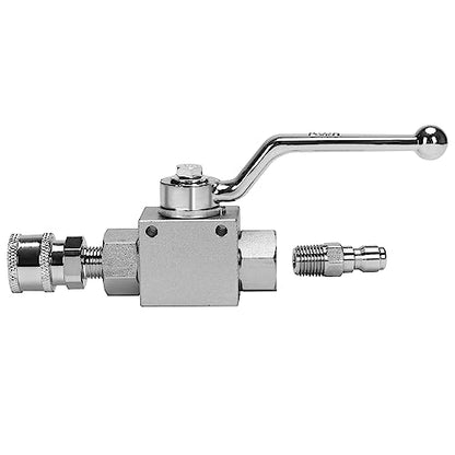 DERNORD High Pressure Ball Valve Kit 1/4 Inch Quick Connect for Power Washer Hose, 4500 PSI (1/4'') - size: 1/4 Inch