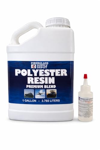 Fiberglass Supply Depot Premium DCPD ISO Blend Polyester Resin with MEKP Hardener – Marine & Automotive Laminating Resin for Fiberglass Mat, Biaxial & Cloth (Gallon) - size: Gallon
