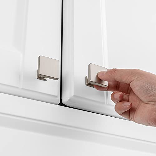KOOFIZO 10 Pack Brushed Nickel Cabinet Knobs, Square Single Hole Pulls K08 - color: Brushed Nickel, size: Knob 1 - 10Pcs, style: Modern
