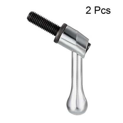 uxcell M10 x 25mm Handle Adjustable Clamping Lever Thread Push Button Ratchet Male Threaded Stud Knobs Locking Rotating Screw Handles Quick Release Bolt Silver Tone 2pcs - size: M10 x 25mm