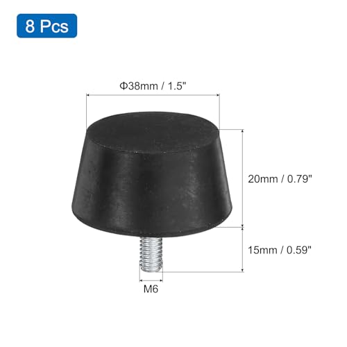 uxcell 8Pcs Thread Adjustable Levelling Feet, 1.5" x 0.79" Rubber Furniture Feet with M6 x 15mm Studs for Table Chair Feet Floor Protector, Black - size: 1.5" x 0.79", M6 x 15mm
