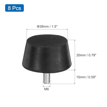 uxcell 8Pcs Thread Adjustable Levelling Feet, 1.5" x 0.79" Rubber Furniture Feet with M6 x 15mm Studs for Table Chair Feet Floor Protector, Black - size: 1.5" x 0.79", M6 x 15mm