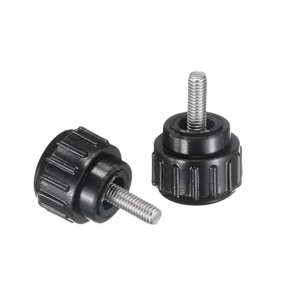 uxcell 12pcs Knurled Clamping Knobs M3 x 8mm Metric 304 Stainless Steel Male Thread Thumb Screw on Type 14mm Plastic Round Head Threaded Hand Bolt Stud Knobs Black - size: M3 x 8mm x 14mm