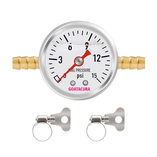 0-15psi Glycerin Filled Fuel Pressure Gauge Kit, - size: 0-15psi, style: Back Mount(T-Fitting Adapter)