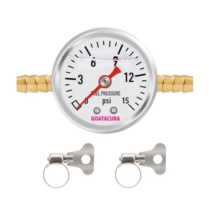 0-15psi Glycerin Filled Fuel Pressure Gauge Kit, - size: 0-15psi, style: Back Mount(T-Fitting Adapter)