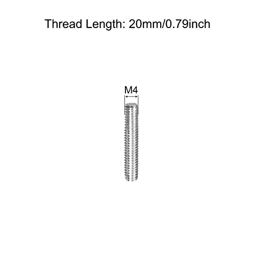 MECCANIXITY Fully Threaded Rod M4 x 20mm 0.7mm Thread Pitch 304 Stainless Steel Right Hand Threaded Rods Bar Studs 5 Pack - size: M4 x 20mm