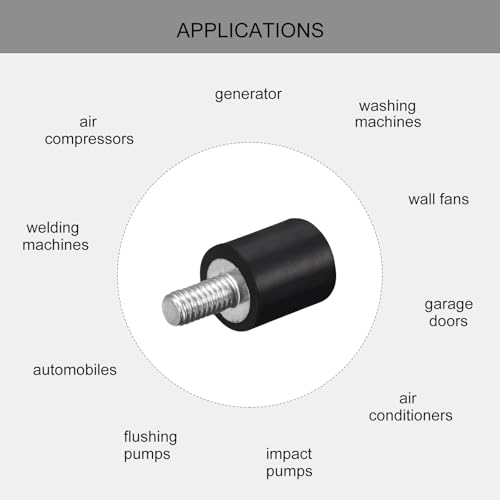 uxcell Rubber Mounts 6pcs M4 Male/Female Vibration Isolator Shock Absorber, for Garage Motor Air Compressor Car Boat Bobbins, D10mmxH10mm - size: M4x10mmx10mm