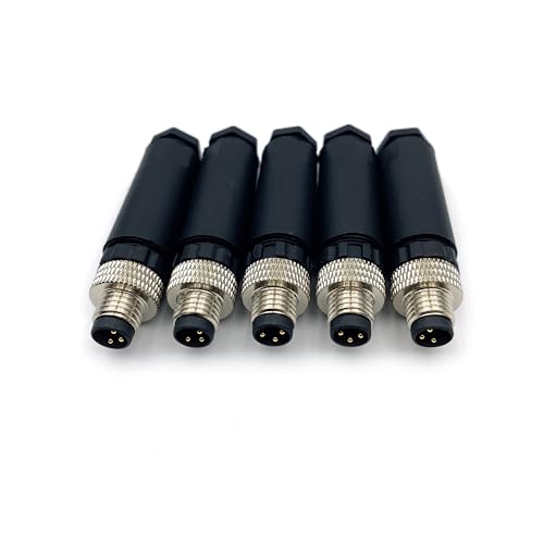 5 Pcs M8 3 Pin Male Connector, IP67 Waterproof Industrial Circular Connector Field Assembly Wireable Adapter Unshielded Straight Type Sensor for Electric Bicycles 60V 4A AC/DC - size: M8 3pin male