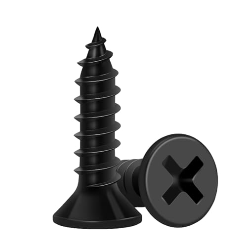 Wood Screws 5/8 Inch, 100PCS, FIXLINK #6 x 5/8" Flat Head Black Screws - size: #6 x 5/8"