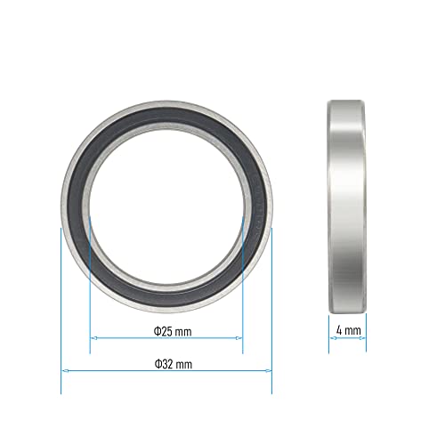 6705-2RS 2 PCS Deep Groove Ball Bearing 25×32×4mm Double Black Rubber Shielded Ball Bearing Chrome Steel P0 Z2 Bearing for Hair Curler, Industrial Machine,Power Tools - size: 6705-2RS Size 25×32×4mm