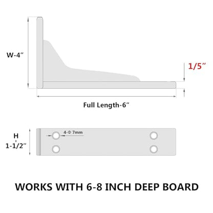 NEODROP 6 Inch Heavy Duty Shelf Brackets, Premium Metal Wall Bracket for Mantel, Countertop Support, Garage Storage Shelves | High Strength Corner Brace | 8-Pack Floating Shelf Hardware - size: 6 Inch, style: 8 Pack