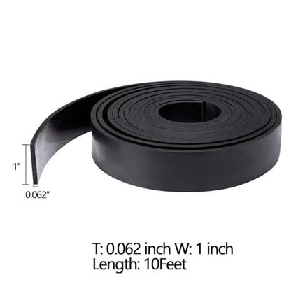 TORRAMI Solid Neoprene Rubber Strips Roll 1/16 (.062) inch Thick X 1 inch Wide X 10 Feet, for DIY Weather Stripping, Gasket, Seal - size: 1" Wide X 10' Long, style: 1/16 (.062)" Thick