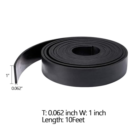 TORRAMI Solid Neoprene Rubber Strips Roll 1/16 (.062) inch Thick X 1 inch Wide X 10 Feet, for DIY Weather Stripping, Gasket, Seal - size: 1" Wide X 10' Long, style: 1/16 (.062)" Thick