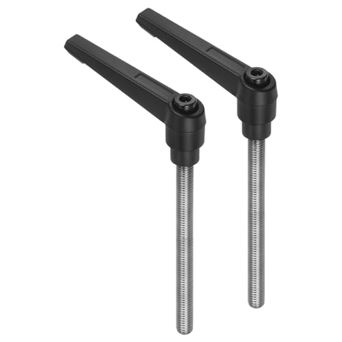 uxcell 2pcs Clamping Lever Handles, M8 x 80mm 304 Stainless Steel Threaded Male Stud, Adjustable Handles Locking Quick Release Ratchet Push Button Bolt Knobs, Black - size: M8 x 80mm