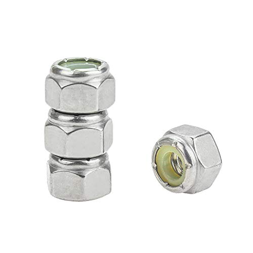 60 Pieces 1/4"-20 Nylon Insert Hex Lock Nuts, 304 Stainless Steel - size: 1/4-20 (60 pcs)