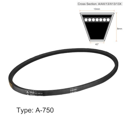 uxcell A750 V-Belts 750mm Inner Girth 13mm Top Width 8mm Thickness A-Section Rubber Drive Industrial Transmission Belt - size: 750mm