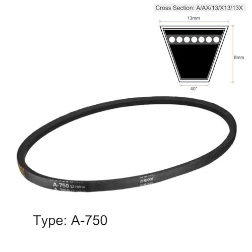 uxcell A750 V-Belts 750mm Inner Girth 13mm Top Width 8mm Thickness A-Section Rubber Drive Industrial Transmission Belt - size: 750mm